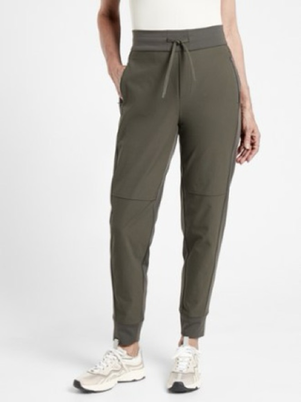 Athleta Headlands Hybrid Trek Olive Green Tapered Jogger Pants Size 6